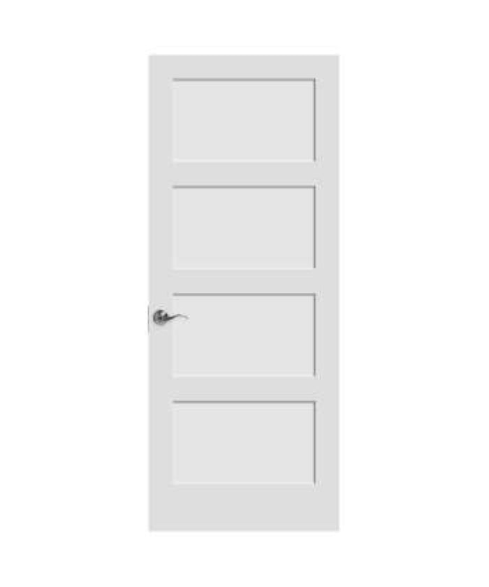 4 Panel White Primed Shaker Door