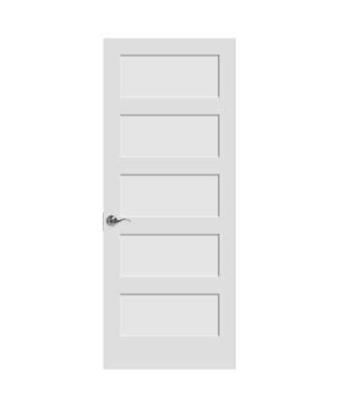 5 Panel White Primed Shaker Door