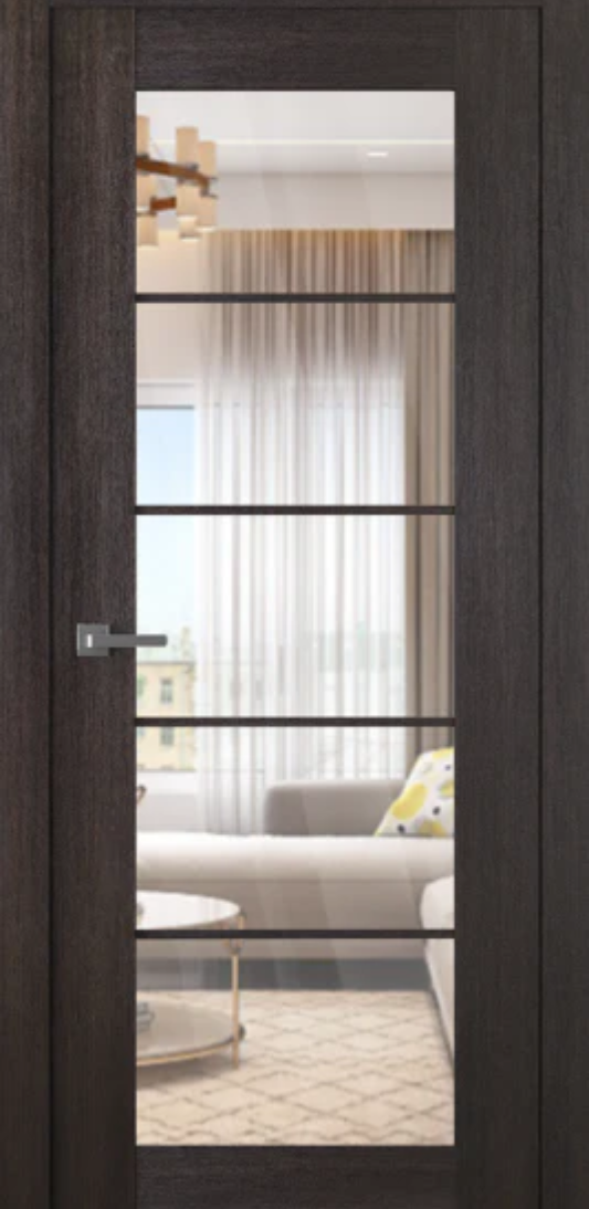 Glass door with interior view of a living room