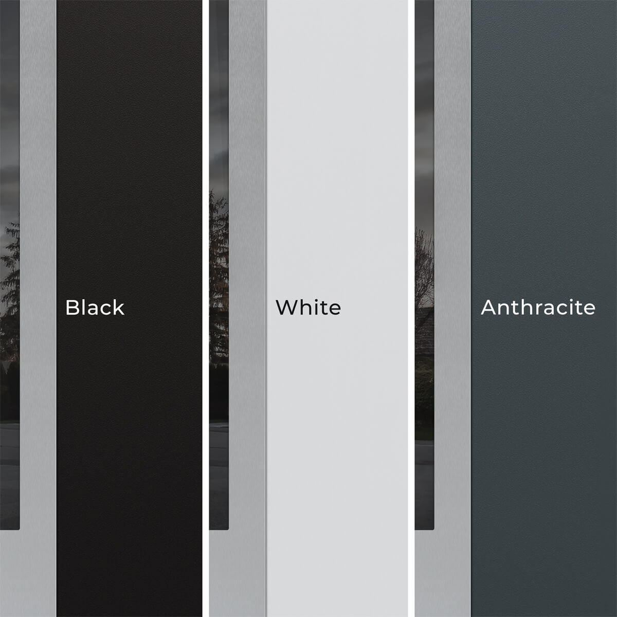 Modern Steel Front Door Diamond D9 60" x 80" black/black mirrored Glass Panel black LHI with 2 Sidelites clear Glass
