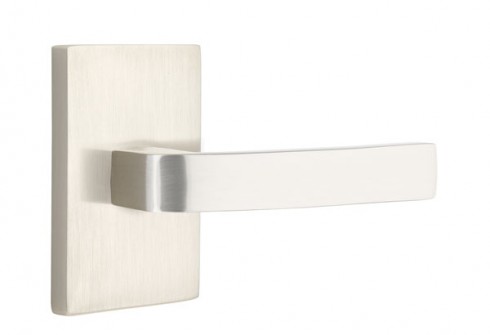 Emtek Breslin Lever Modern Rect. Rosette Passage RH, Satin Nickel