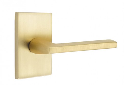 Emtek Helios Lever Modern Rect. Rosette Passage LH, Satin Brass