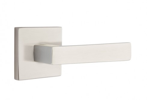 Emtek Dumont Lever Square Rosette Passage LH, Satin Nickel