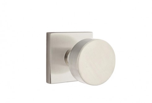 Emtek Round Knob Square Rosette Dummy, Satin Nickel