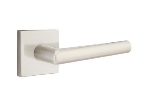 Emtek Stuttgart Lever Square Rosette Passage RH, Satin Nickel