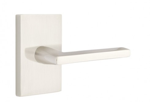Emtek Helios Lever Modern Rect. Rosette Passage LH, Satin Nickel
