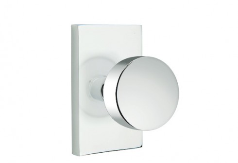Emtek Round Knob Modern Rect. Rosette Dummy, Polished Chrome