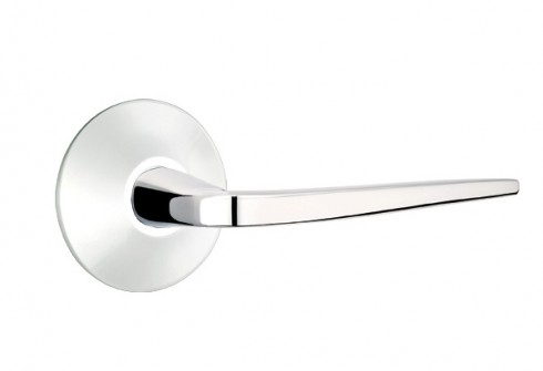 Emtek Athena Lever Modern Rosette Privacy LH, Polished Chrome