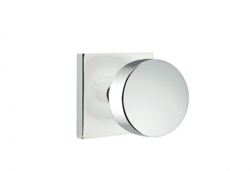 Emtek Round Knob Square Rosette Privacy RH, Polished Chrome