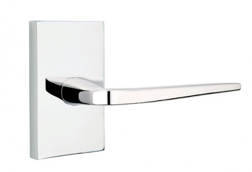 Emtek Athena Lever Modern Rect. Rosette Passage RH, Polished Chrome