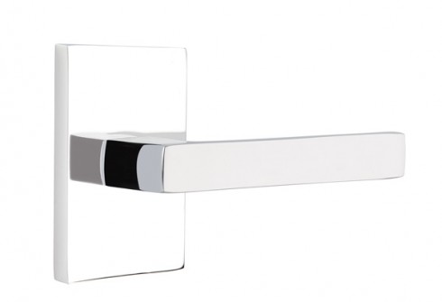 Emtek Dumont Lever Modern Rect. Rosette Dummy, Polished Chrome
