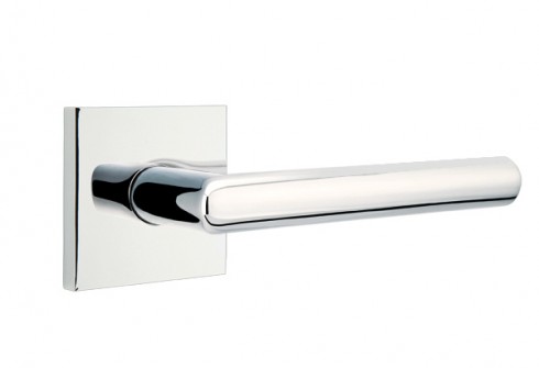 Emtek Stuttgart Lever Square Rosette Privacy LH, Polished Chrome