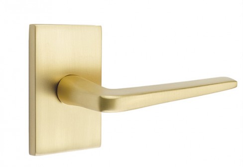 Emtek Athena Lever Modern Rect. Rosette Passage LH, Satin Brass