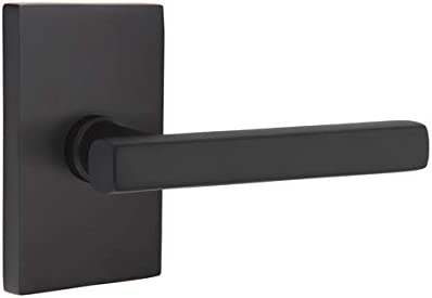 Emtek Dumont Lever Modern Rect. Rosette Privacy LH, Flat Black