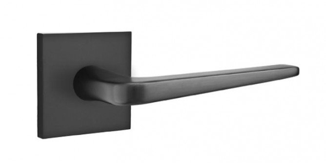 Emtek Athena Lever Square Rosette Passage LH, Flat Black