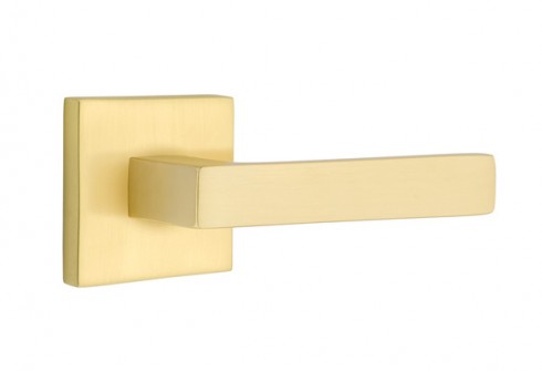 Emtek Dumont Lever Square Rosette Passage RH, Satin Brass
