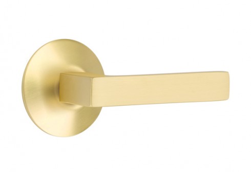 Emtek Dumont Lever Modern Rosette Dummy, Satin Brass