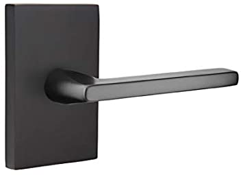 Emtek Helios Lever Modern Rect. Rosette Passage RH, Flat Black