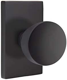 Emtek Round Knob Modern Rect. Rosette Passage LH, Flat Black