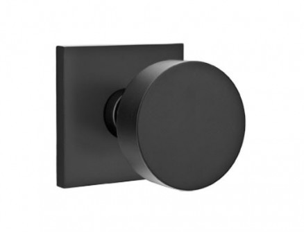 Emtek Round Knob Square Rosette Privacy LH, Flat Black