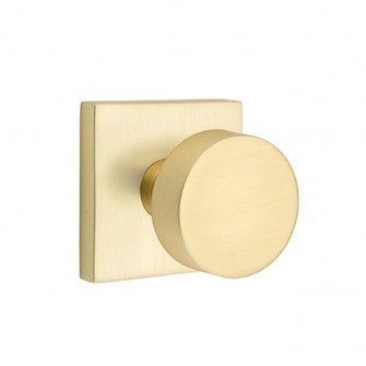 Emtek Round Knob Square Rosette Dummy, Satin Brass