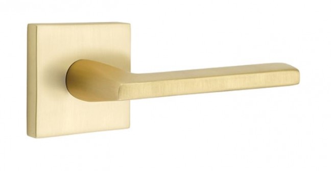 Emtek Helios Lever Square Rosette Privacy RH, Satin Brass