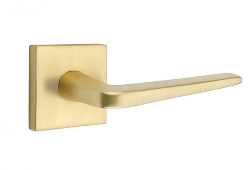 Emtek Athena Lever Square Rosette Passage LH, Satin Brass