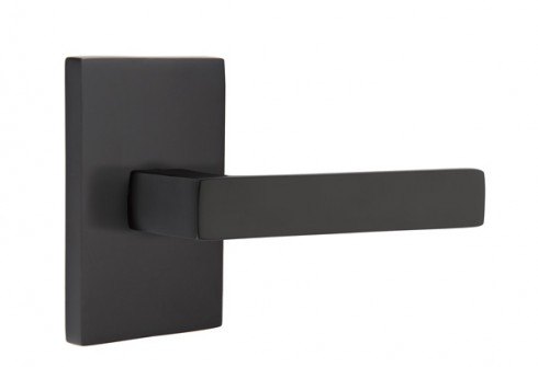 Emtek Dumont Lever Modern Rect. Rosette Dummy, Flat Black