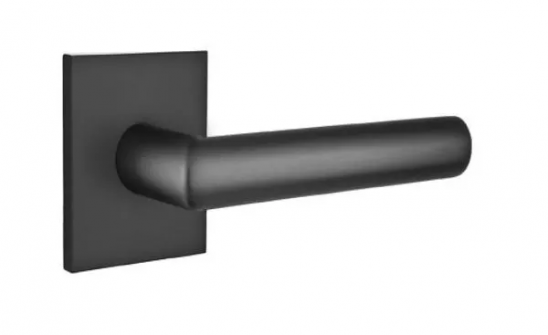 Emtek Stuttgart Lever Square Rosette Privacy LH, Flat Black