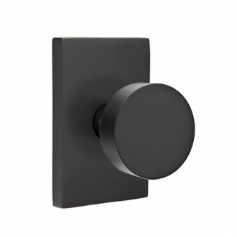 Emtek Round Knob Modern Rect. Rosette Privacy LH, Flat Black
