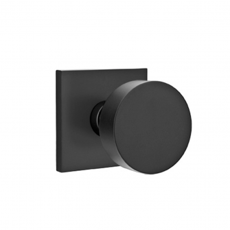 Emtek Round Knob Square Rosette Passage RH, Flat Black