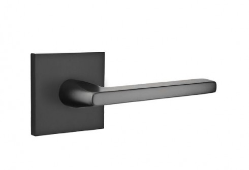 Emtek Helios Lever Square Rosette Privacy LH, Flat Black