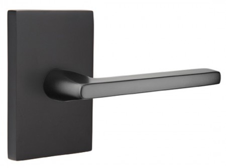 Emtek Helios Lever Modern Rect. Rosette Dummy, Flat Black