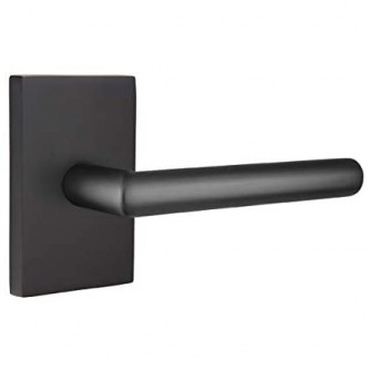 Emtek Stuttgart Lever Modern Rect. Rosette Privacy LH, Flat Black