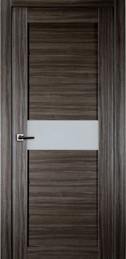 Wooden door with a glass panel and handle