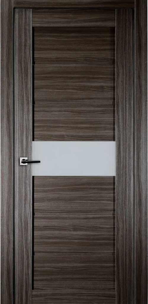 Wooden door with a glass panel and handle