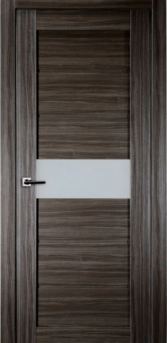 Wooden door with a glass panel and handle