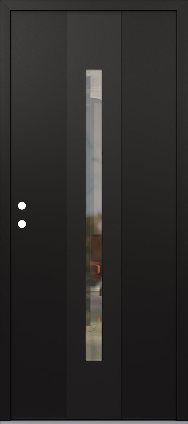 Modern Steel Front Door DIAMOND A2 36" X 80" BLACK/BLACK MIRRORED GLASS PANEL BLACK RHI