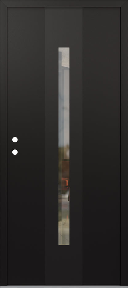 Modern Steel Front Door DIAMOND A2 36" X 80" BLACK/BLACK MIRRORED GLASS PANEL BLACK RHI
