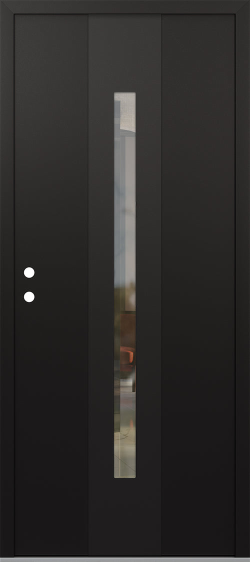 Modern Steel Front Door DIAMOND A2 36" X 80" BLACK/BLACK MIRRORED GLASS PANEL BLACK RHI