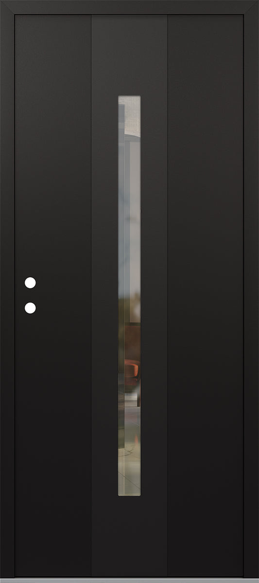 Modern Steel Front Door DIAMOND A2 36" X 80" BLACK/BLACK MIRRORED GLASS PANEL BLACK RHI