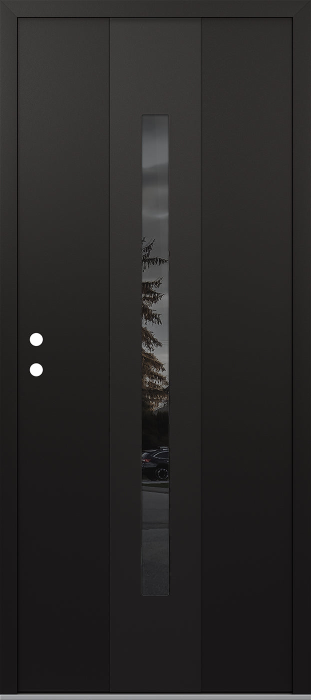 Modern Steel Front Door DIAMOND A2 36" X 80" BLACK/BLACK MIRRORED GLASS PANEL BLACK RHI