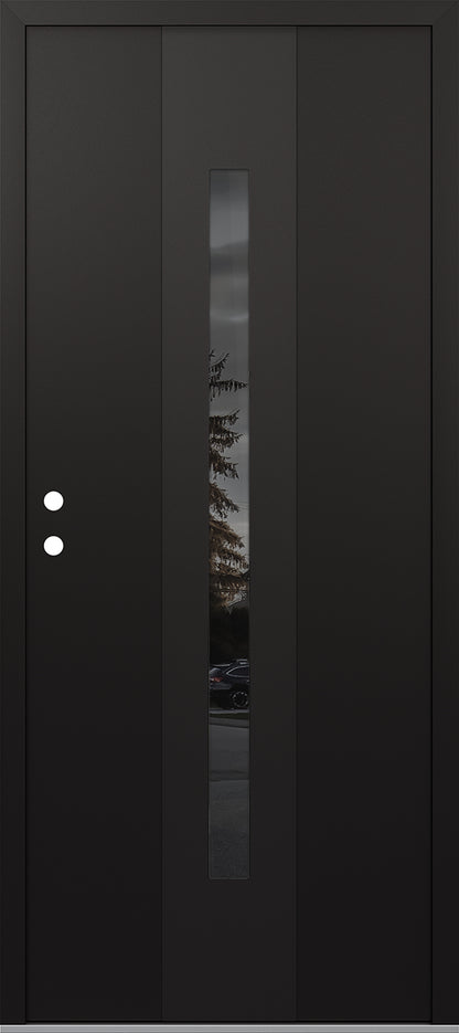 Modern Steel Front Door DIAMOND A2 36" X 80" BLACK/BLACK MIRRORED GLASS PANEL BLACK RHI