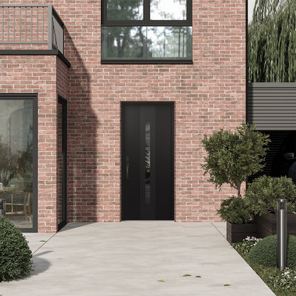 Modern Steel Front Door DIAMOND A2 36" X 80" BLACK/BLACK MIRRORED GLASS PANEL BLACK RHI