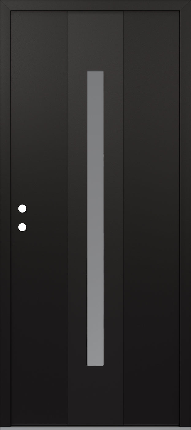 Modern Steel Front Door DIAMOND A2 36" X 80" BLACK/BLACK MIRRORED GLASS PANEL BLACK RHI