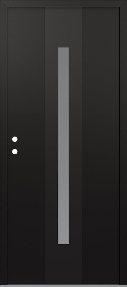 Modern Steel Front Door DIAMOND A2 36" X 80" BLACK/BLACK MIRRORED GLASS PANEL BLACK RHI