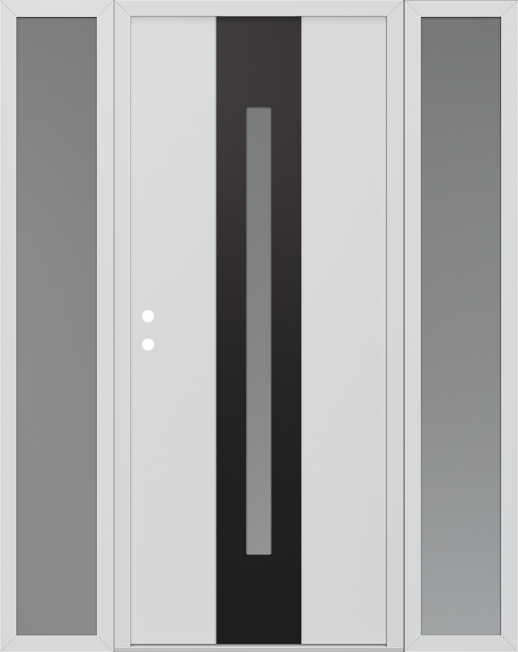 Modern Steel Front Door DIAMOND A2 60" X 80" BLACK/BLACK MIRRORED GLASS PANEL BLACK LHI WITH 2 SIDELITES MIRRORED GLASS