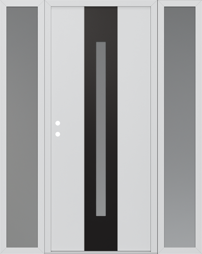 Modern Steel Front Door DIAMOND A2 60" X 80" BLACK/BLACK MIRRORED GLASS PANEL BLACK LHI WITH 2 SIDELITES MIRRORED GLASS