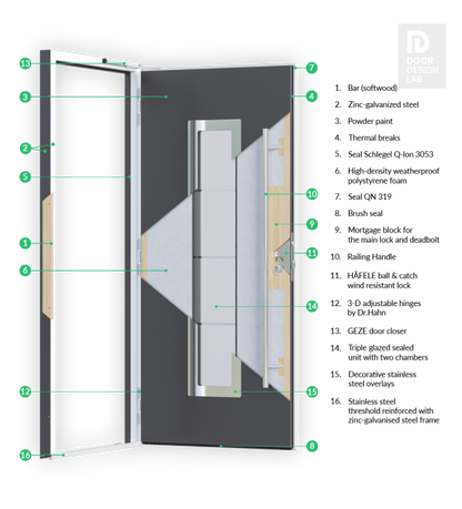 MODERN FRONT STEEL DOOR WITH SIDELITES ZEPHYR