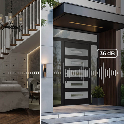 Modern Steel Front Door DIAMOND A12 60" X 80" BLACK/BLACK MIRRORED GLASS PANEL BLACK LHI WITH 2 SIDELITES MIRRORED GLASS